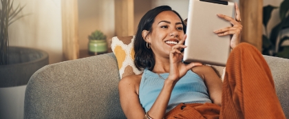 Woman looking at ipad