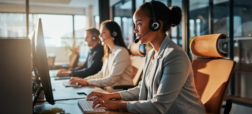 call centre staff making outbound calls