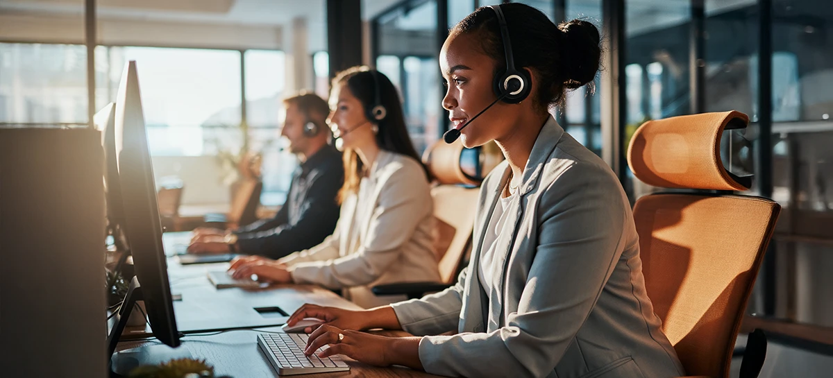 call centre staff making outbound calls