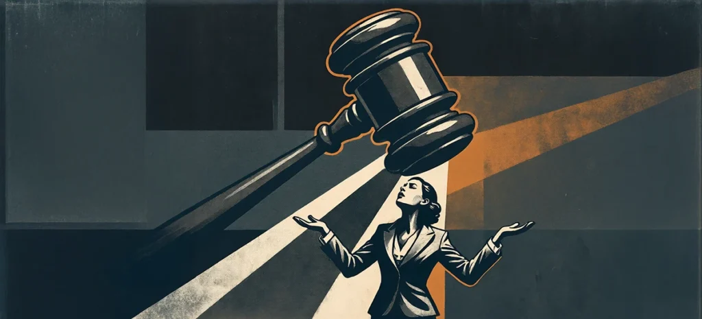 a gavel coming down on a telemarketer's head